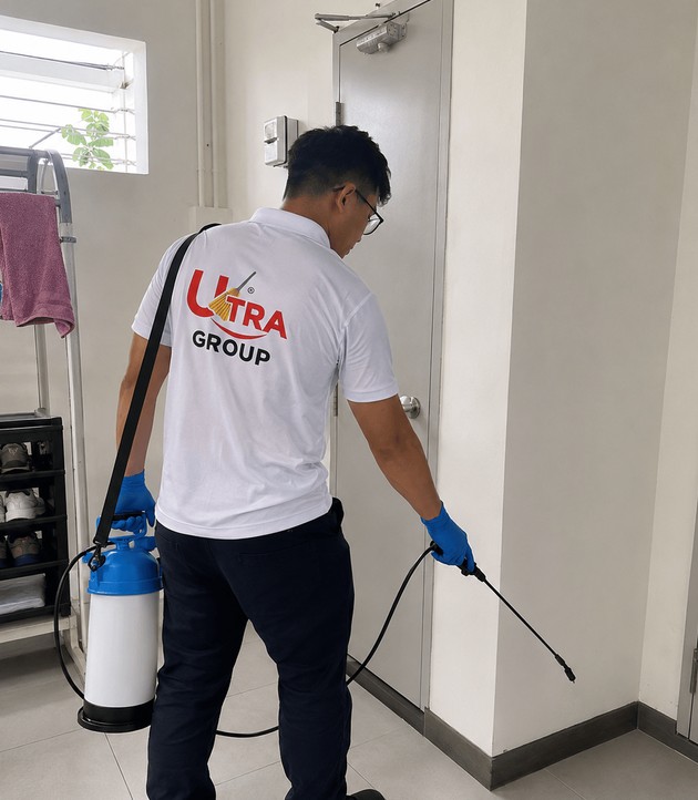 Ultra Group licensed technician carrying out a pest control treatment